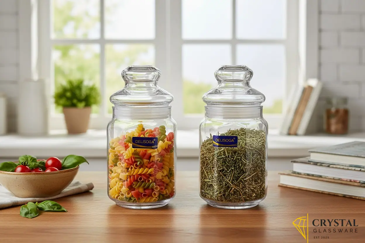 delisoga set of 2 large clear glass storage jars airtight transparent containers